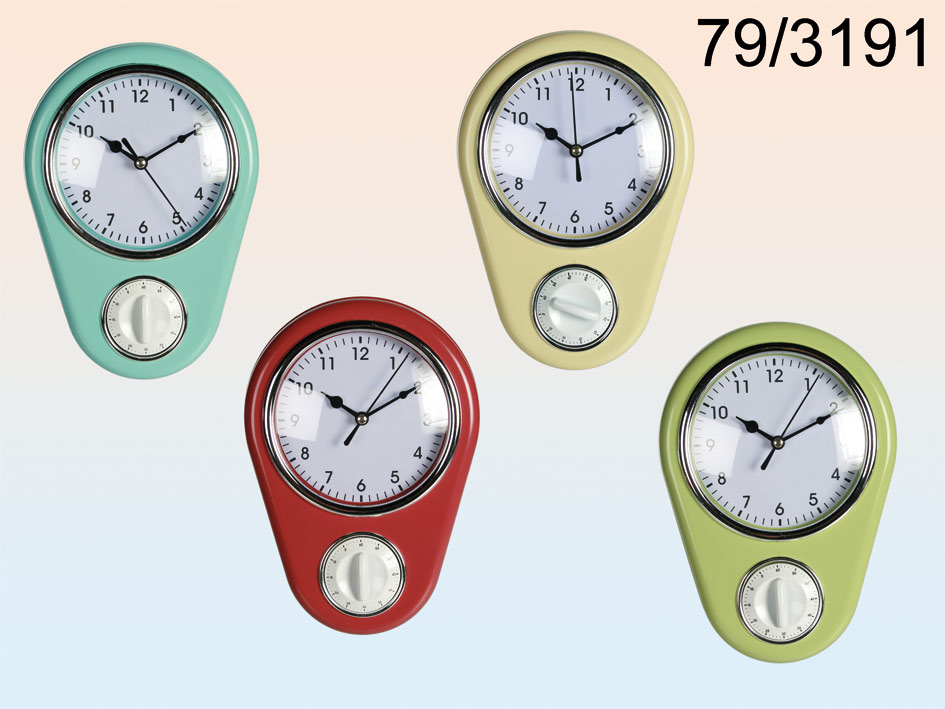 Wall clock, Kitchen with timer, ca. 22, 5 cm, plastic, 4 ass. colours ...