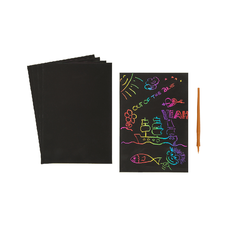 Scratch Sheet, Colourful, ca. 21 x 14, 5 cm, 5 pcs. with plastic pen ...