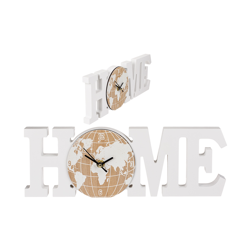 White Wooden clock, home, with world map design - BEST FOR Life Philosophy