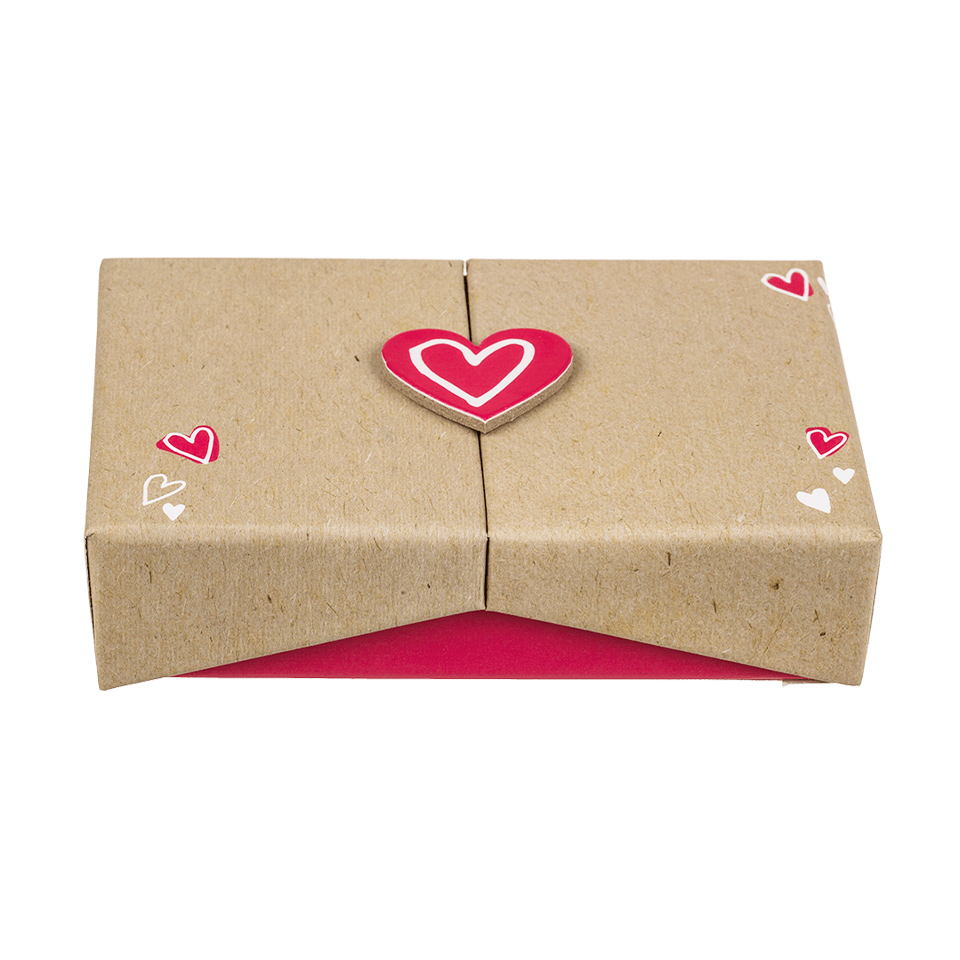 Natural coloured surprise box, Heart, ca. 12 x 8 cm BEST FOR Life