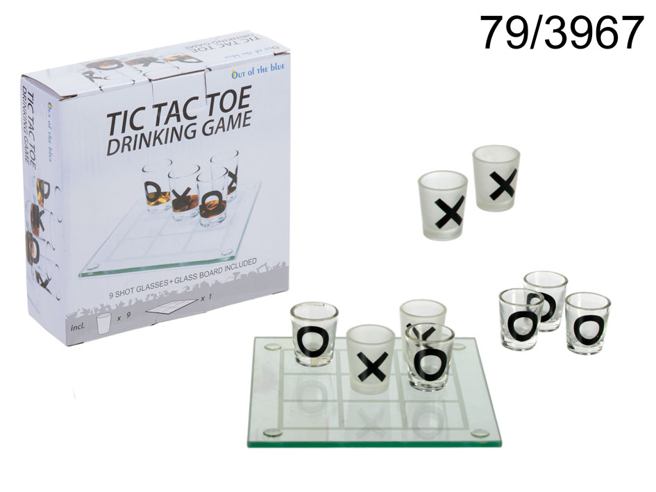 Glass drinking game, Tic Tac Toe with 9 glasses, ca. 13 x 13 cm BEST FOR Life Philosophy