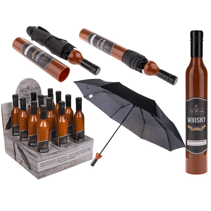 Pocket Umbrella, Whisky bottle, D: ca. 90 cm, 12 pcs. per display ...