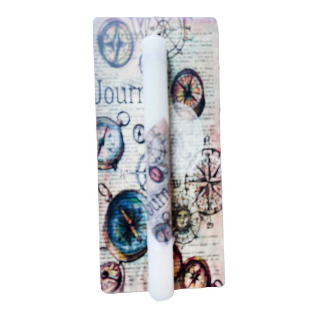 Compass Candle with Wooden Frame BEST FOR Life Philosophy